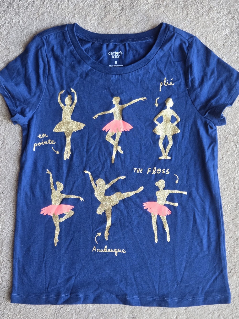 Carter's Navy Ballet T-Shirt with Gold & Pink Accents